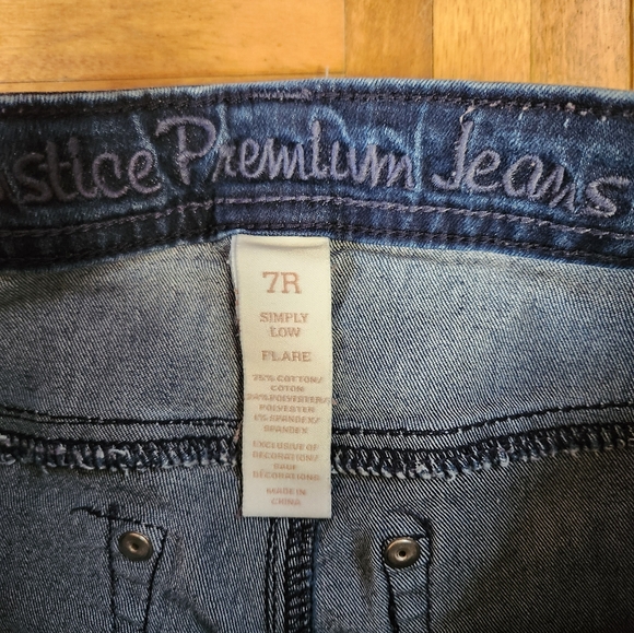 Girls Justice premium jeans simply low flare 7R - Picture 3 of 7